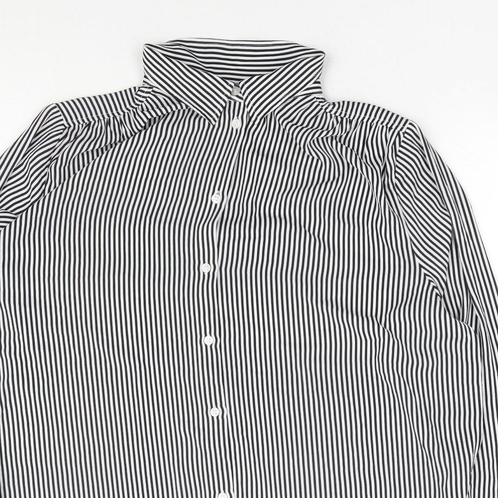 Womens UK Size M H&M Black Basic Button-Up