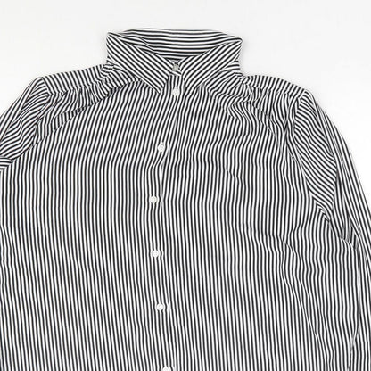 Womens UK Size M H&M Black Basic Button-Up