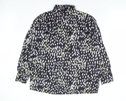 The Couture Club Womens Black Geometric Polyester Basic Button-Up Size S Collared