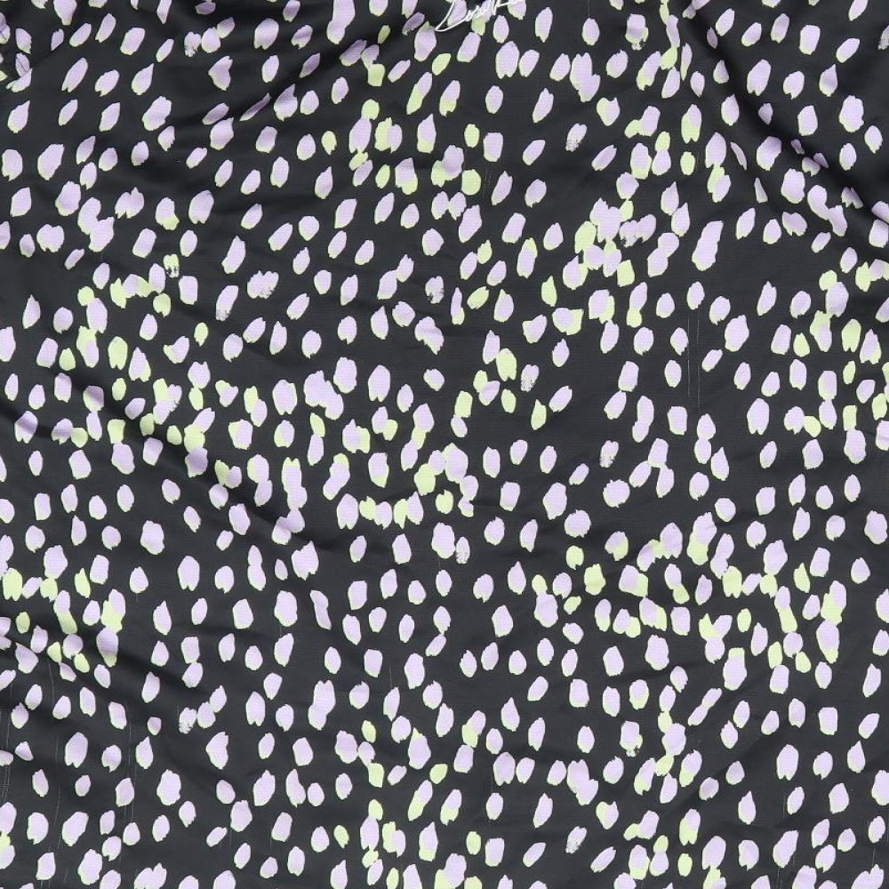 The Couture Club Womens Black Geometric Polyester Basic Button-Up Size S Collared