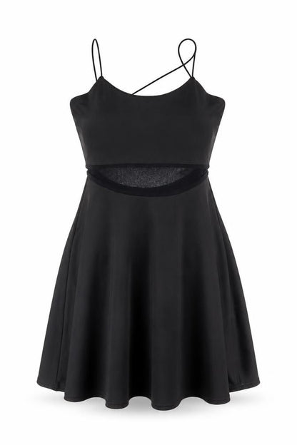 Missguided Womens Black Polyester Fit & Flare Size 8 Round Neck Pullover - Cross Back Straps