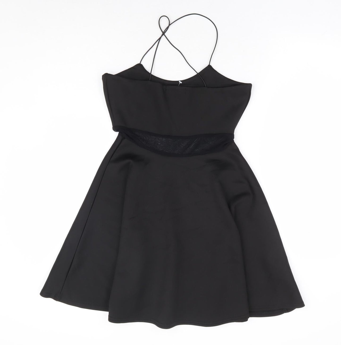 Missguided Womens Black Polyester Fit & Flare Size 8 Round Neck Pullover - Cross Back Straps