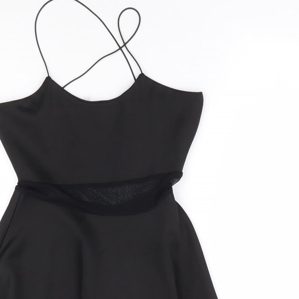 Missguided Womens Black Polyester Fit & Flare Size 8 Round Neck Pullover - Cross Back Straps