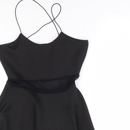 Missguided Womens Black Polyester Fit & Flare Size 8 Round Neck Pullover - Cross Back Straps