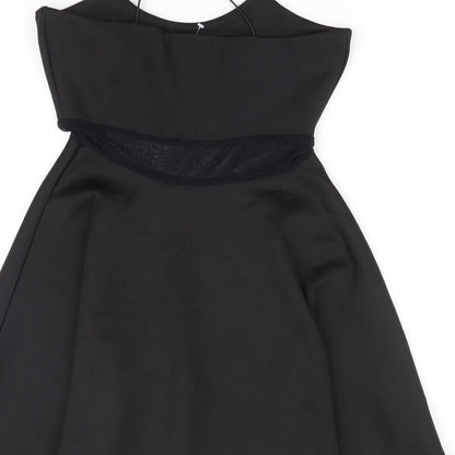 Missguided Womens Black Polyester Fit & Flare Size 8 Round Neck Pullover - Cross Back Straps