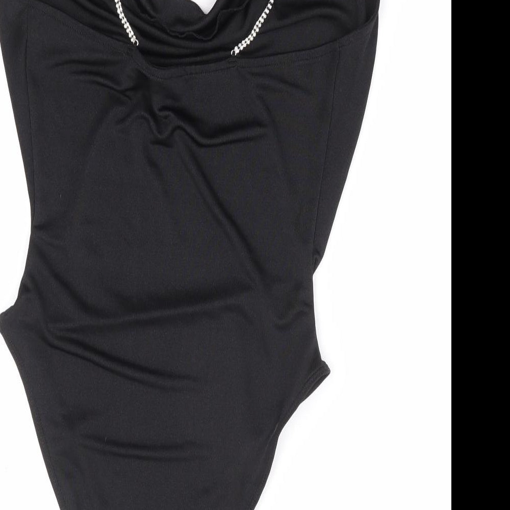 Divided by H&M Womens Black Polyester Bodysuit One-Piece Size S Snap - Diamante Strap