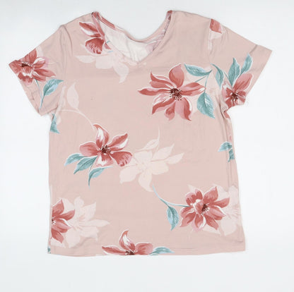 Womens UK Size 6 Peacocks Pink Basic T-Shirt