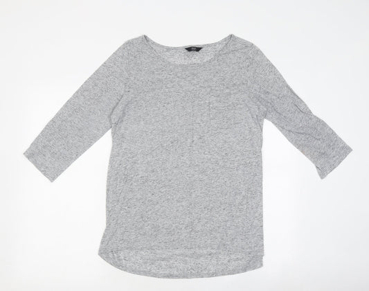 F&F Womens Grey Polyester Basic T-Shirt Size 14 Round Neck - Pocket