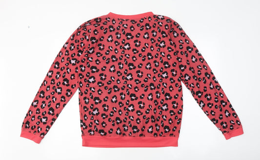 Avenue Womens Multicoloured Round Neck Animal Print Polyester Pullover Jumper Size 14 - Leopard Print