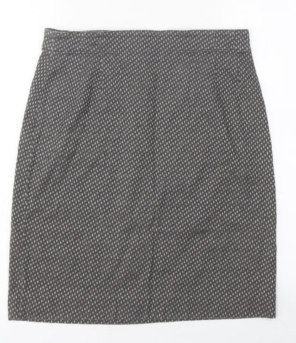 Comma Womens Brown Geometric Polyester A-Line Skirt Size 6 Zip