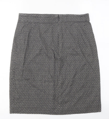 Comma Womens Brown Geometric Polyester A-Line Skirt Size 6 Zip