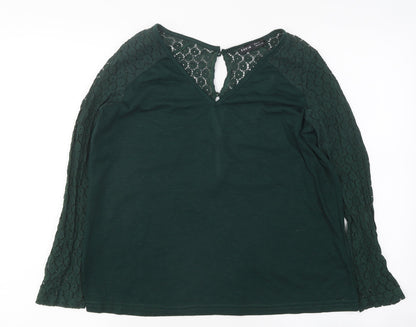 SheIn Womens Green Polyester Basic T-Shirt Size M Round Neck