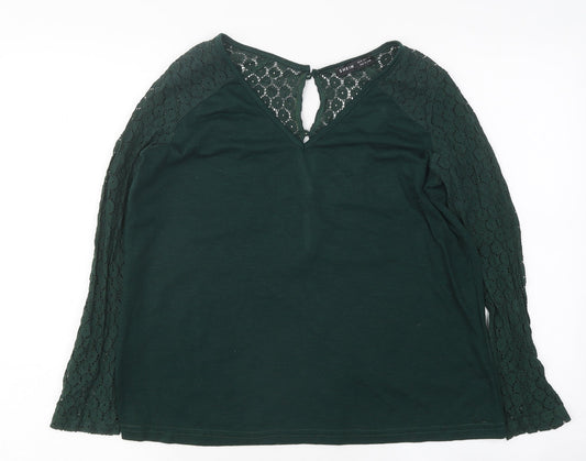 SheIn Womens Green Polyester Basic T-Shirt Size M Round Neck