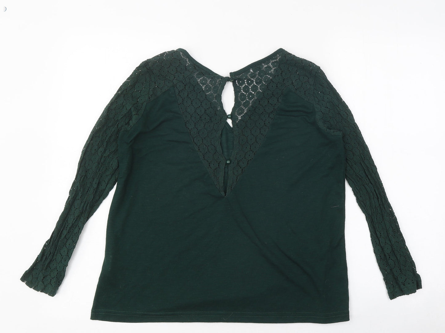 SheIn Womens Green Polyester Basic T-Shirt Size M Round Neck