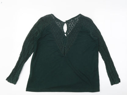 SheIn Womens Green Polyester Basic T-Shirt Size M Round Neck