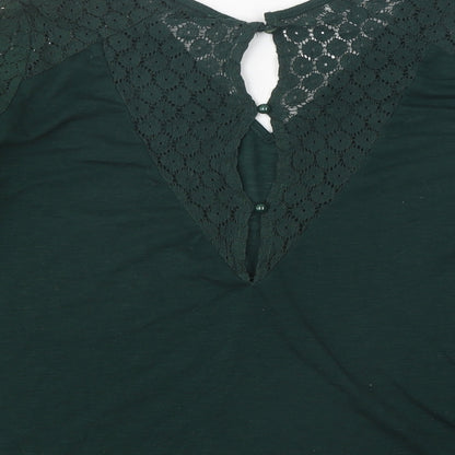 SheIn Womens Green Polyester Basic T-Shirt Size M Round Neck