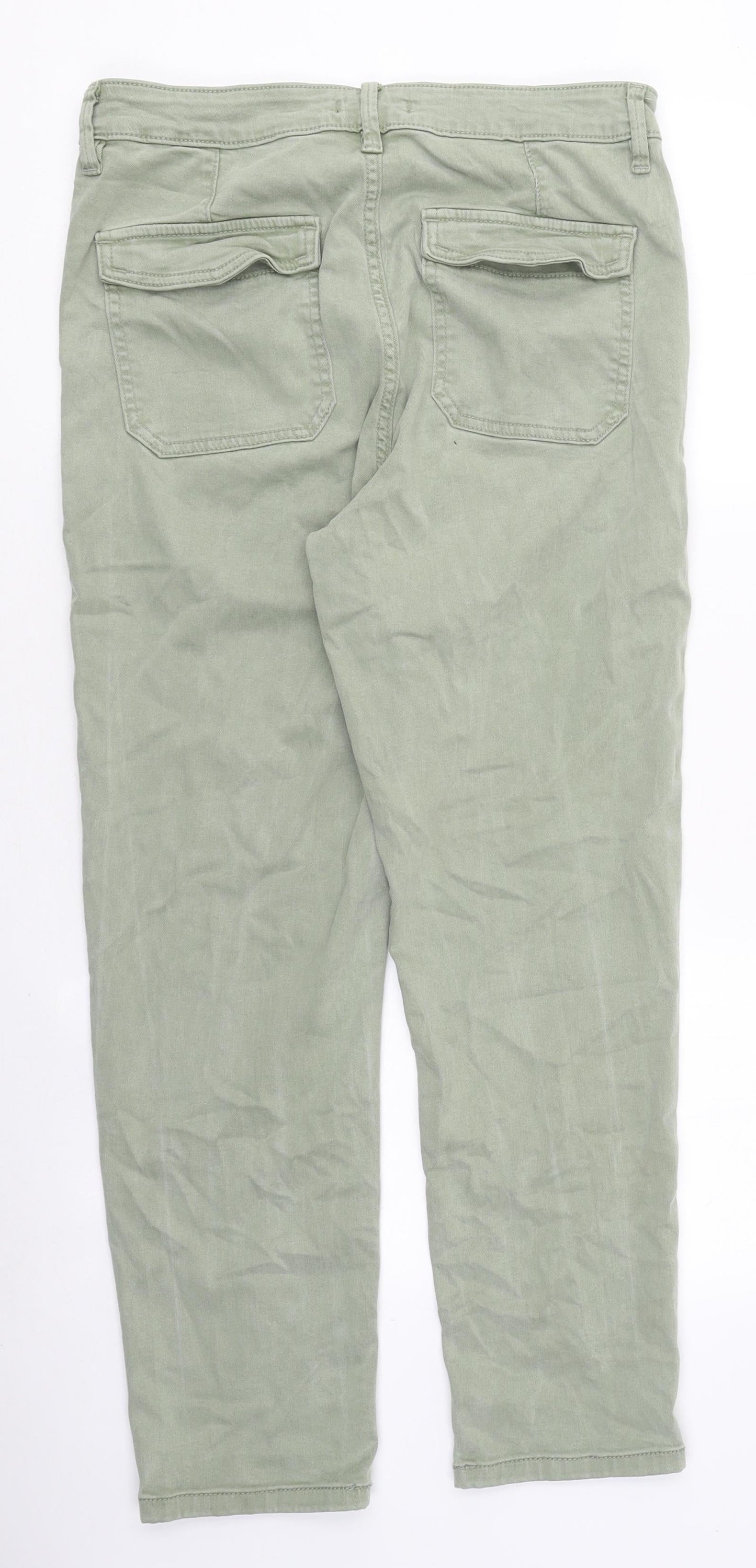 F&F Womens Green Cotton Skinny Jeans Size 12 L24 in Regular Zip