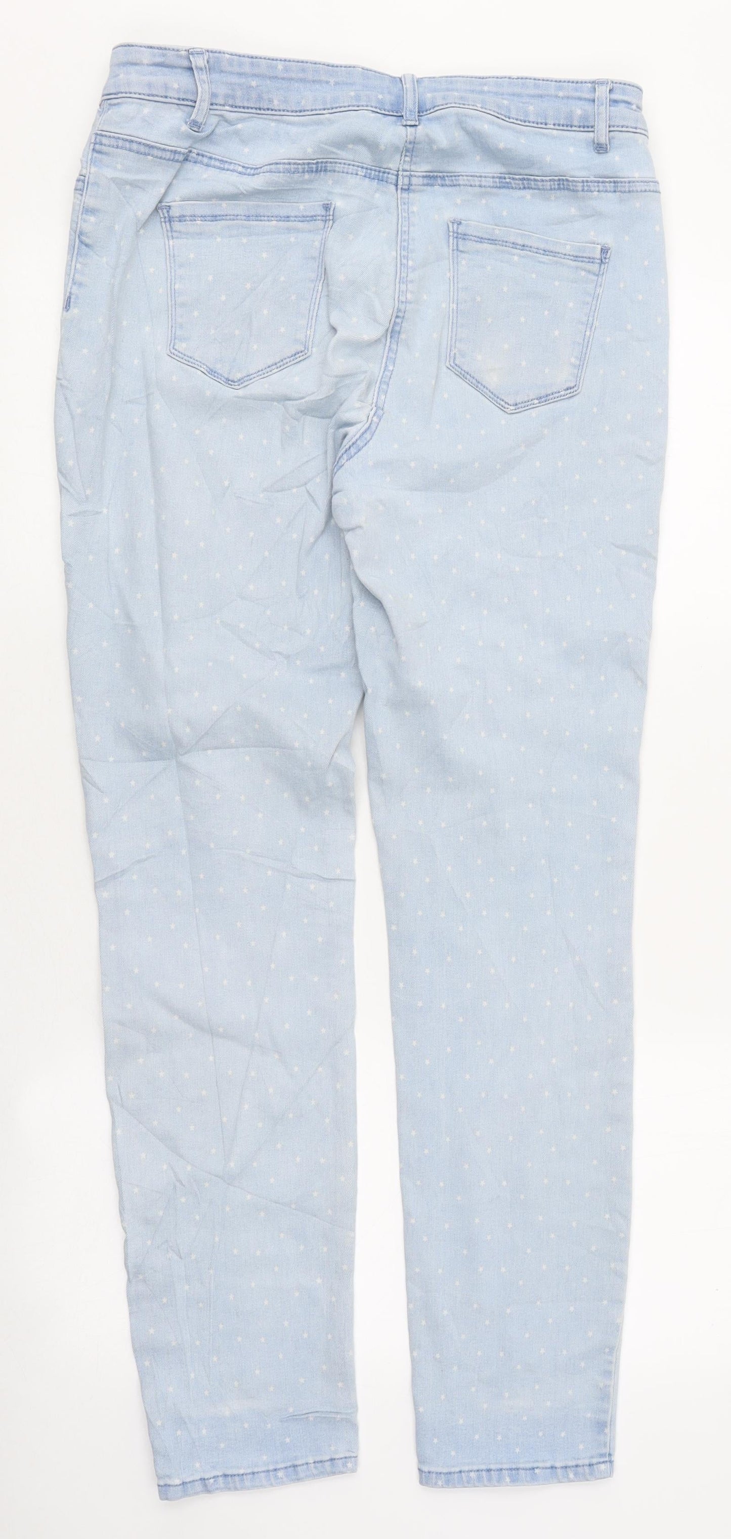 M&Co Womens Blue Geometric Acetate Skinny Jeans Size 12 L20 in Regular Zip