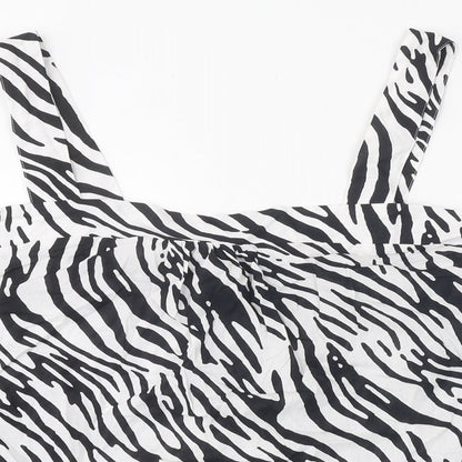 Marks and Spencer Womens Multicoloured Animal Print Polyester Basic Tank Size 22 Off the Shoulder - Zebra Print