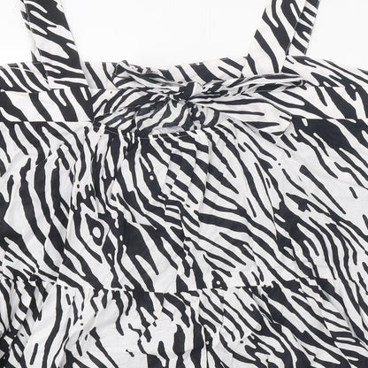 Marks and Spencer Womens Multicoloured Animal Print Polyester Basic Tank Size 22 Off the Shoulder - Zebra Print
