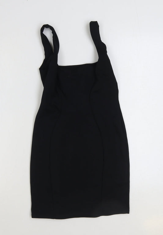 ASOS Womens Black Polyester Bodycon Size 8 Square Neck Pullover