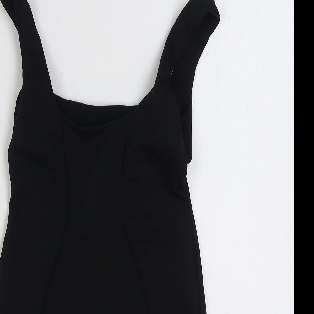 ASOS Womens Black Polyester Bodycon Size 8 Square Neck Pullover