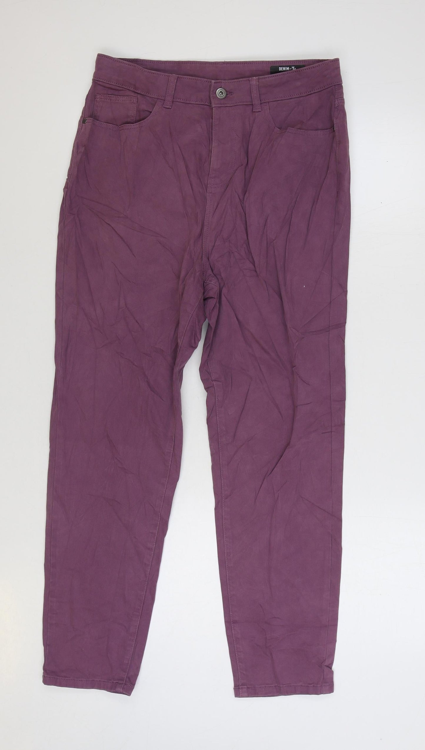 Denim & Co. Womens Purple Cotton Mom Jeans Size 12 L27 in Regular Zip