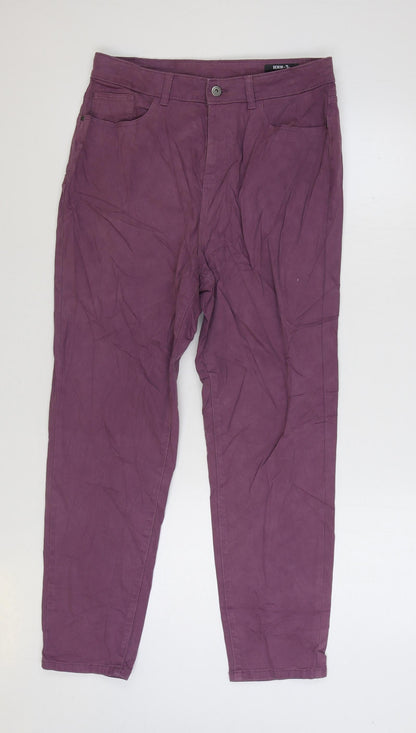 Denim & Co. Womens Purple Cotton Mom Jeans Size 12 L27 in Regular Zip
