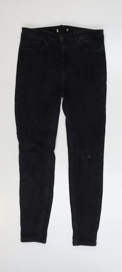 Denim & Co. Womens Black Cotton Skinny Jeans Size 14 L29 in Regular Zip