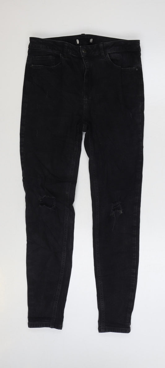 Denim & Co. Womens Black Cotton Skinny Jeans Size 14 L29 in Regular Zip