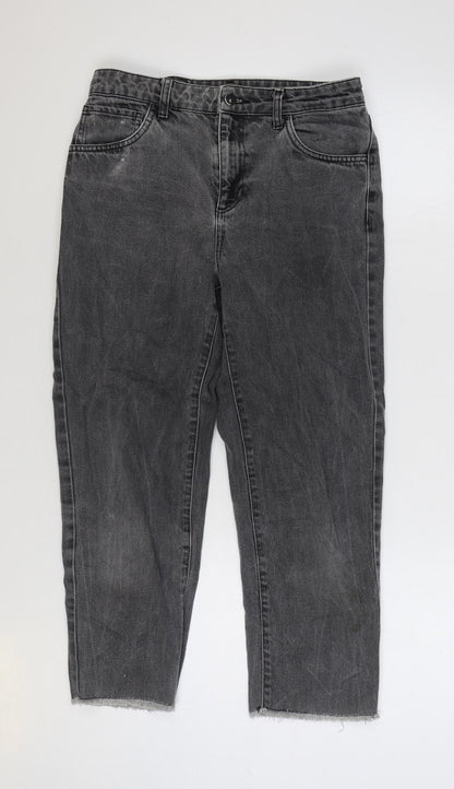 Topshop Womens Grey Cotton Straight Jeans Size 10 L24 in Regular Zip