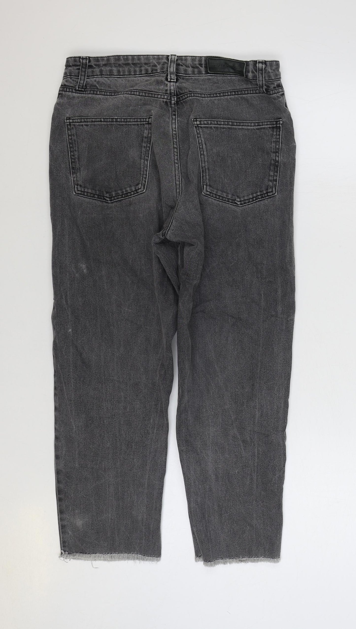 Topshop Womens Grey Cotton Straight Jeans Size 10 L24 in Regular Zip