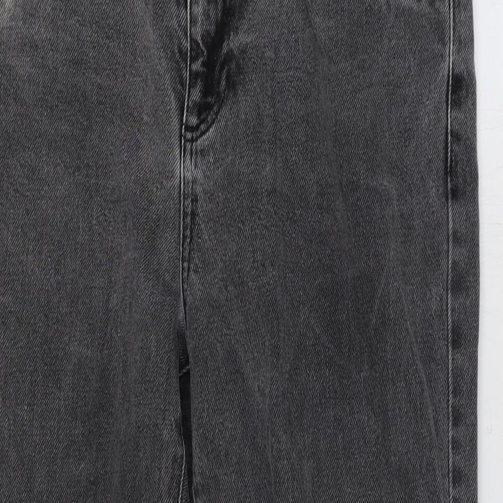 Topshop Womens Grey Cotton Straight Jeans Size 10 L24 in Regular Zip