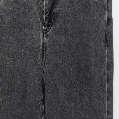 Topshop Womens Grey Cotton Straight Jeans Size 10 L24 in Regular Zip