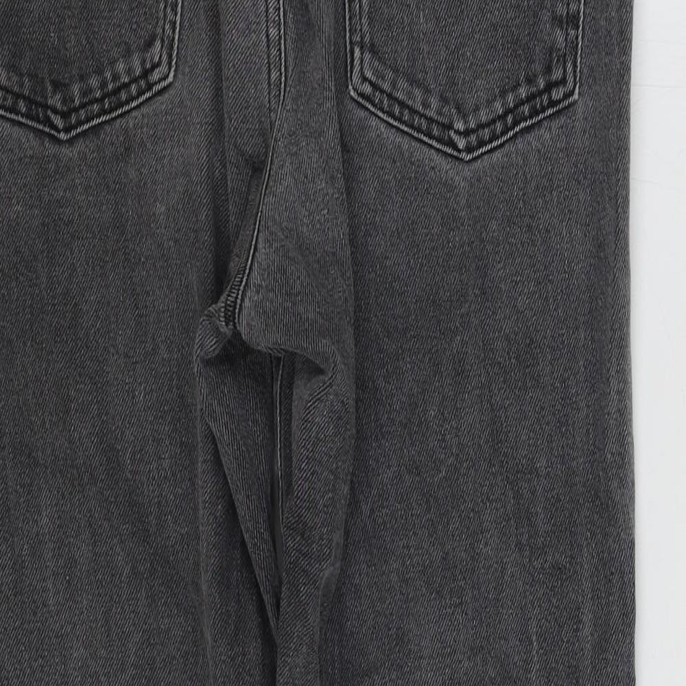 Topshop Womens Grey Cotton Straight Jeans Size 10 L24 in Regular Zip