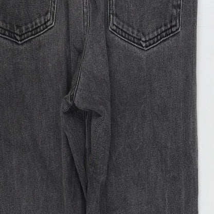 Topshop Womens Grey Cotton Straight Jeans Size 10 L24 in Regular Zip