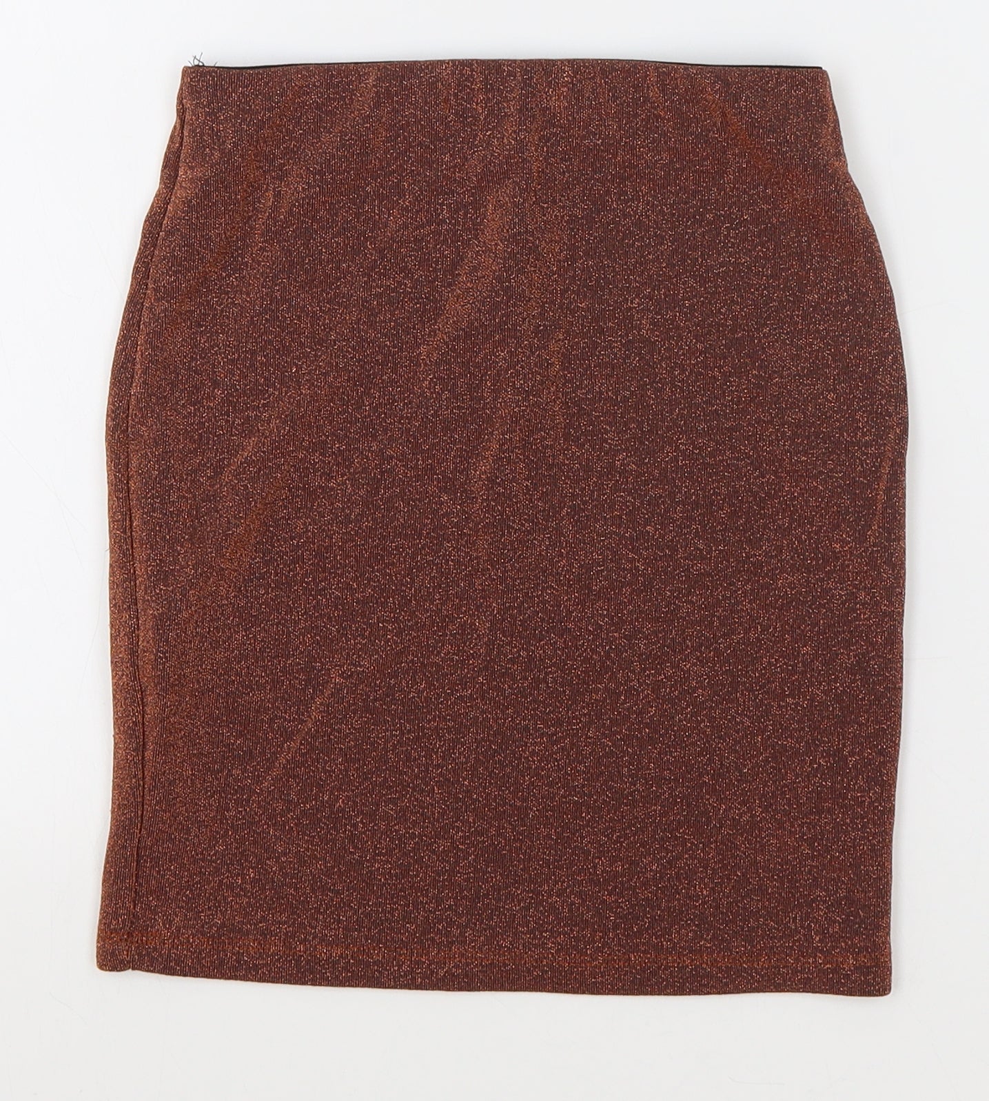 Pull&Bear Womens Orange Viscose Mini Skirt Size S