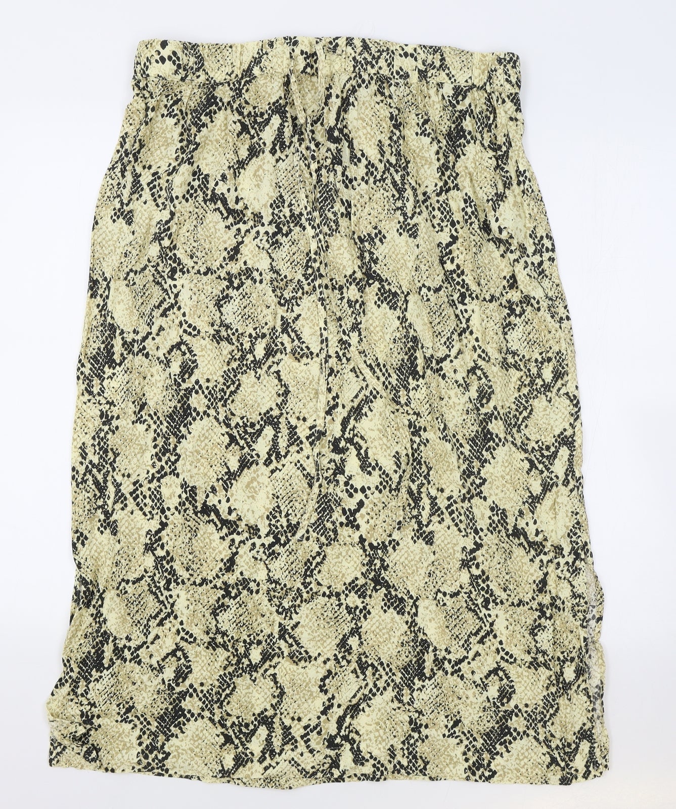 Marks and Spencer Womens Black Animal Print Polyester Flare Skirt Size 18 Drawstring - Snake Skin Print