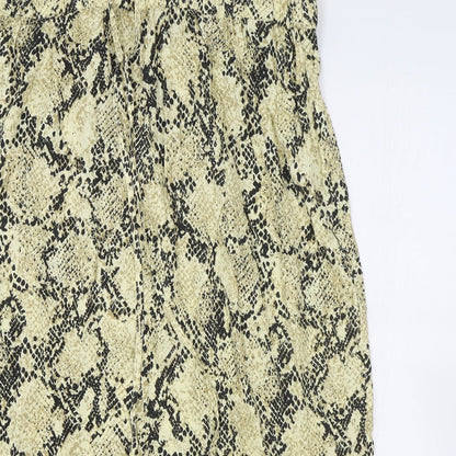 Marks and Spencer Womens Black Animal Print Polyester Flare Skirt Size 18 Drawstring - Snake Skin Print