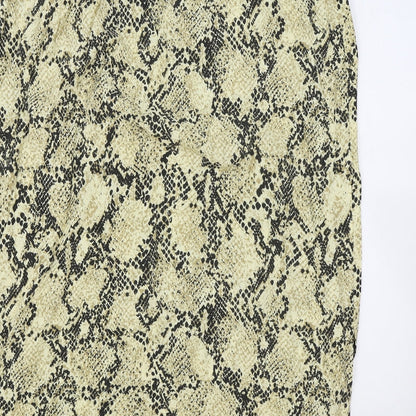 Marks and Spencer Womens Black Animal Print Polyester Flare Skirt Size 18 Drawstring - Snake Skin Print