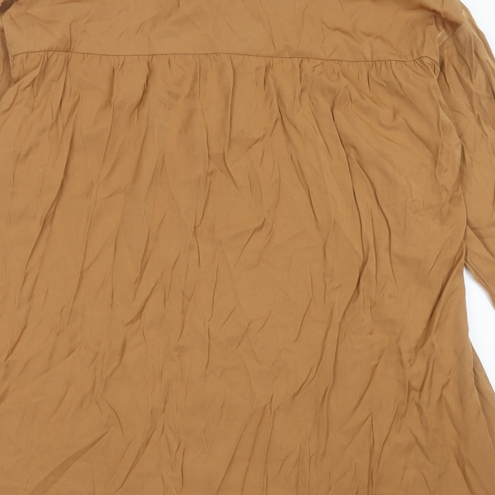 Object Womens Brown Polyester Shirt Dress Size 8 Collared Button