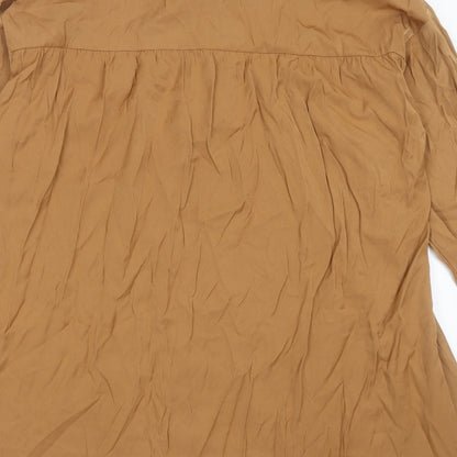 Object Womens Brown Polyester Shirt Dress Size 8 Collared Button