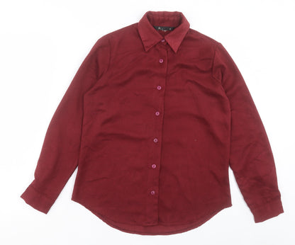 Womens UK Size 10 BHS Red Basic Button-Up