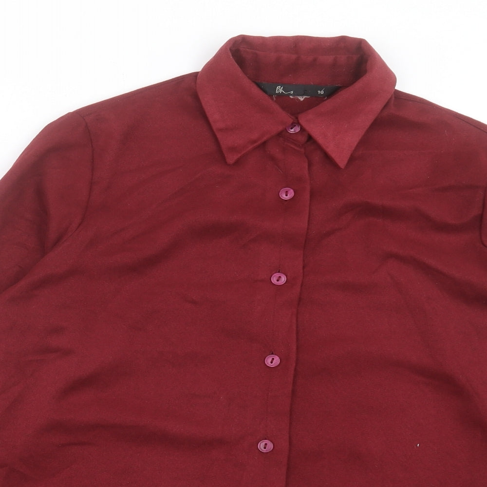 Womens UK Size 10 BHS Red Basic Button-Up