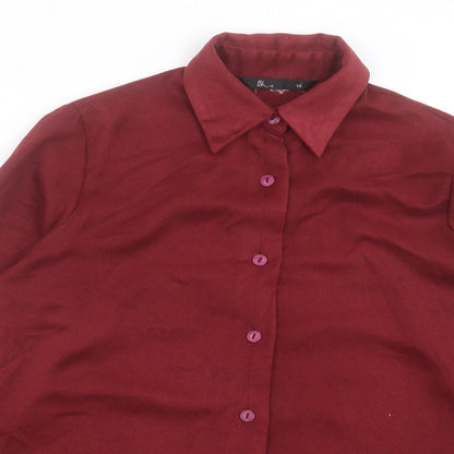 Womens UK Size 10 BHS Red Basic Button-Up