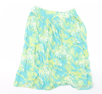 Monsoon Womens Blue Floral Viscose A-Line Skirt Size 12 Zip