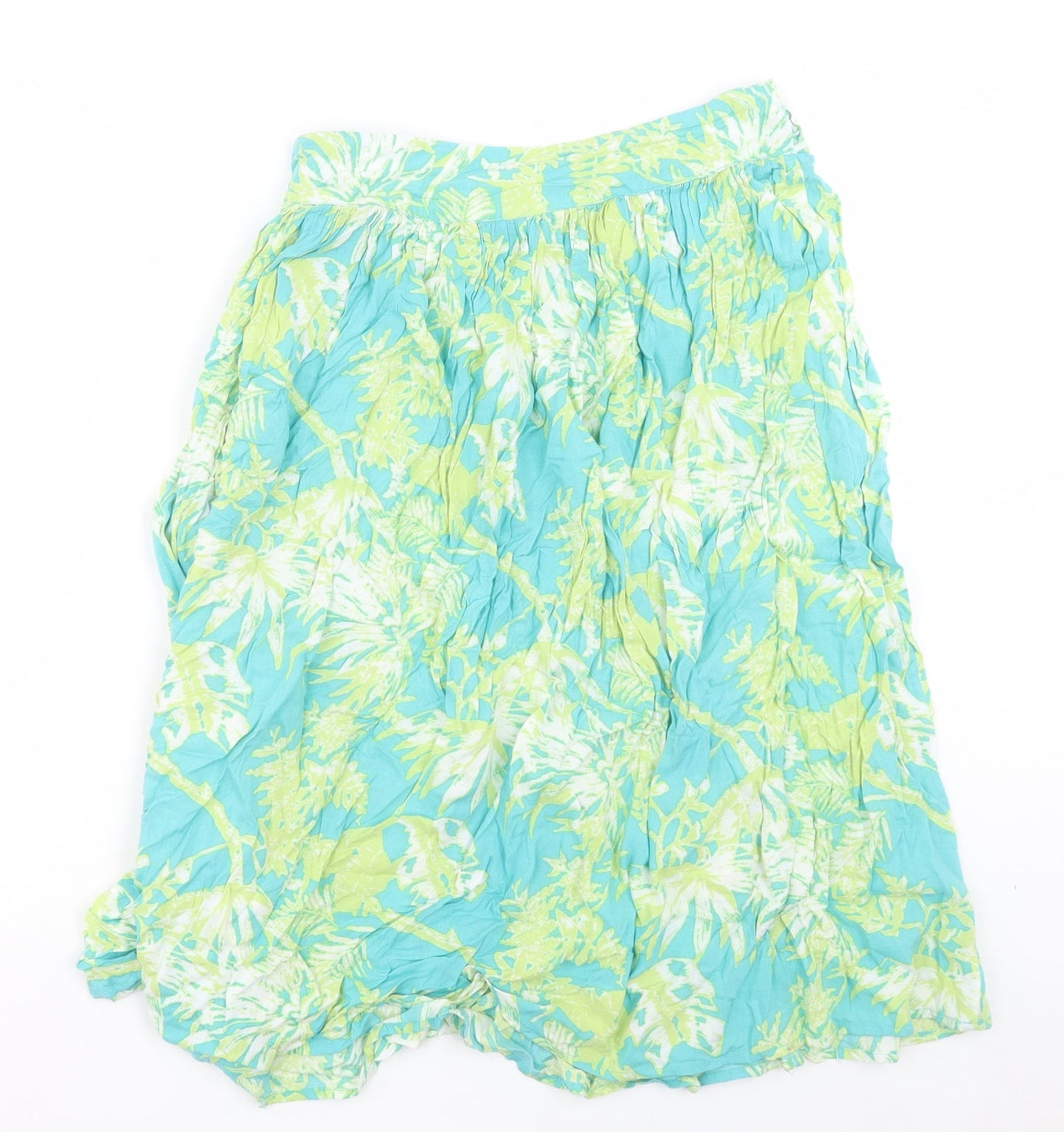 Monsoon Womens Blue Floral Viscose A-Line Skirt Size 12 Zip