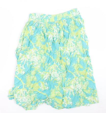Monsoon Womens Blue Floral Viscose A-Line Skirt Size 12 Zip