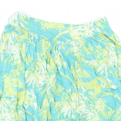 Monsoon Womens Blue Floral Viscose A-Line Skirt Size 12 Zip