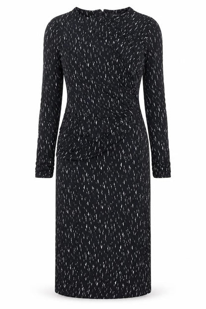 Autograph Womens Black Geometric Viscose Sheath Size 12 Crew Neck Zip